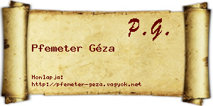 Pfemeter Géza névjegykártya