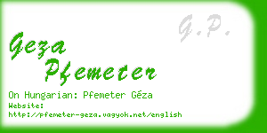 geza pfemeter business card