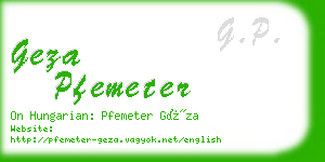 geza pfemeter business card